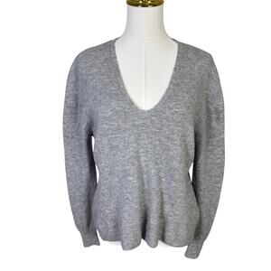 Zara 100% Wool V Neck Pullover Long Sleeve Knit Sweater US Womens L
